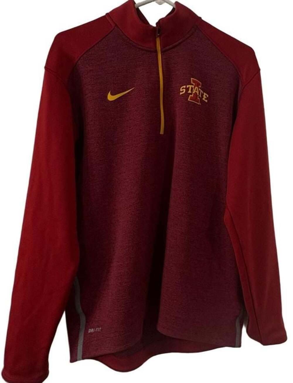 Nike Men's Medium Iowa State Cyclones Sweater Dri Fit 1/4 Zip Pullover Red NCAA